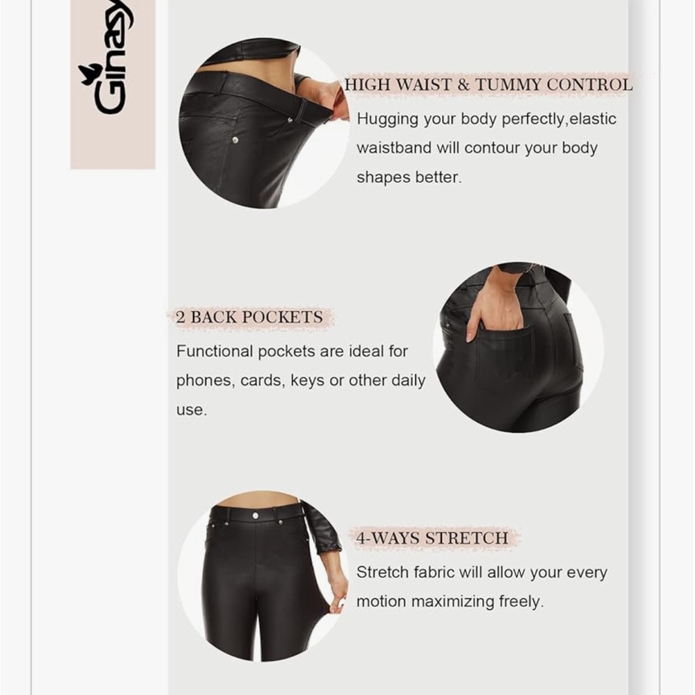 New Faux Leather Pants Black 4XL - Picture 7 of 10